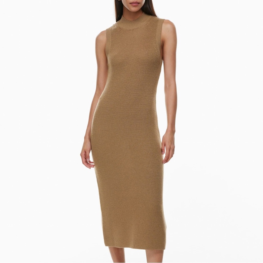 Aritzia Babaton Aesthetica Merino Wool Mockneck Knit Sleeveless Midi Dress Sz M